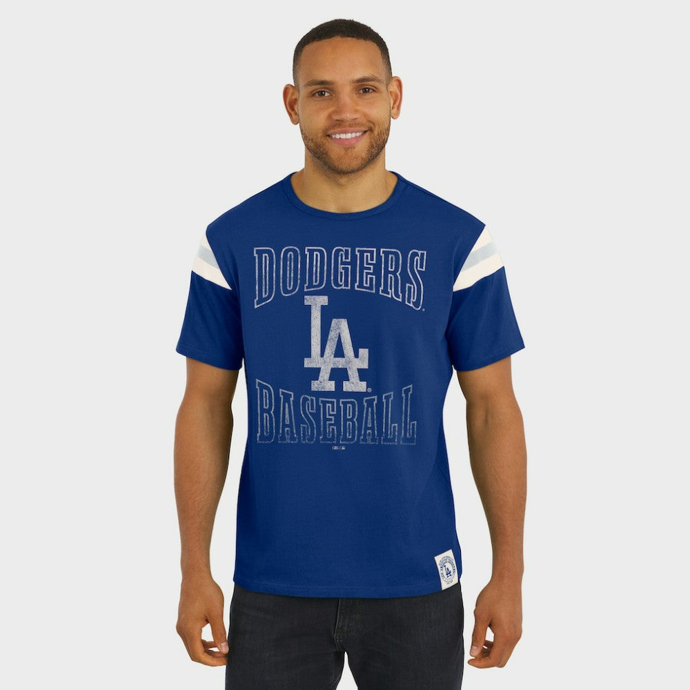 Los Angeles Dodgers Darius Rucker Collection Distressed Sleeve Stripe T-Shirt Royal