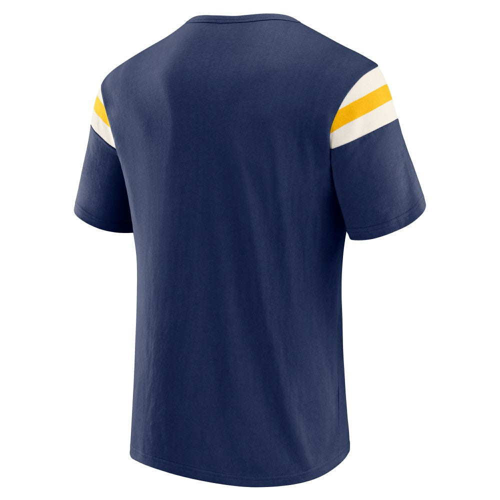 Milwaukee Brewers Darius Rucker Collection Distressed Sleeve Stripe T-Shirt Navy