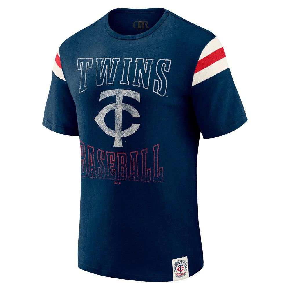 Minnesota Twins Darius Rucker Collection Distressed Sleeve Stripe T-Shirt Navy