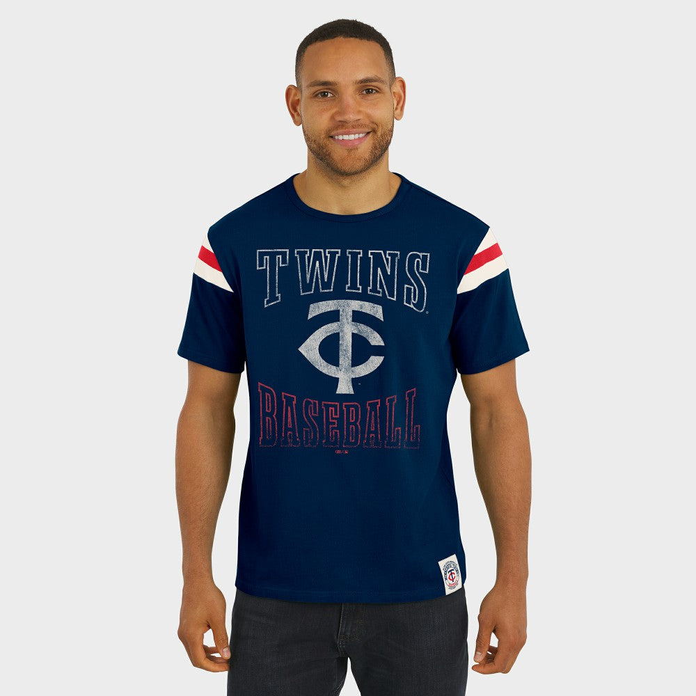 Minnesota Twins Darius Rucker Collection Distressed Sleeve Stripe T-Shirt Navy