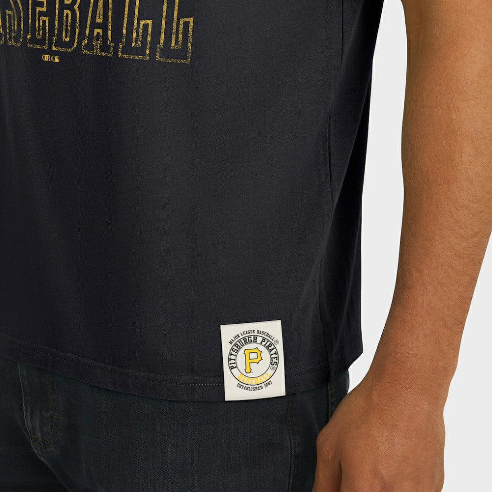 Pittsburgh Pirates Darius Rucker Collection Distressed Sleeve Stripe T-Shirt Black