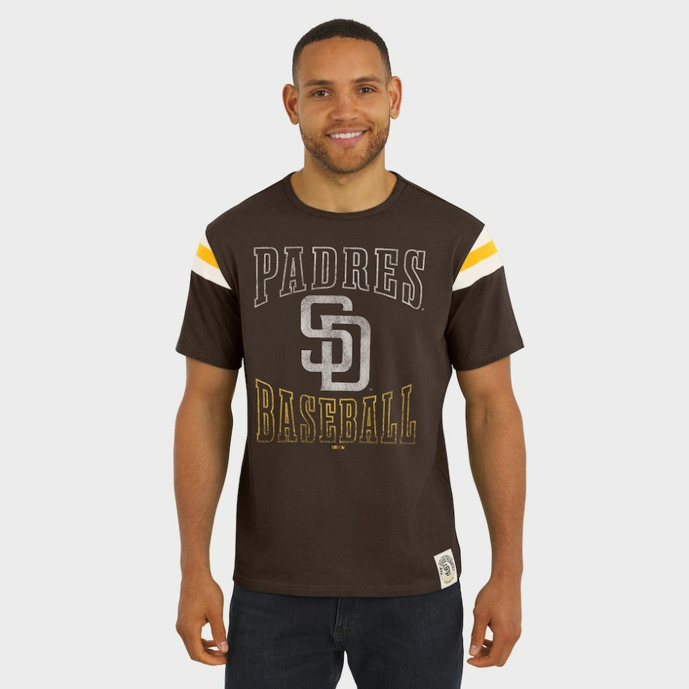 San Diego Padres Darius Rucker Collection Distressed Sleeve Stripe T-Shirt Brown