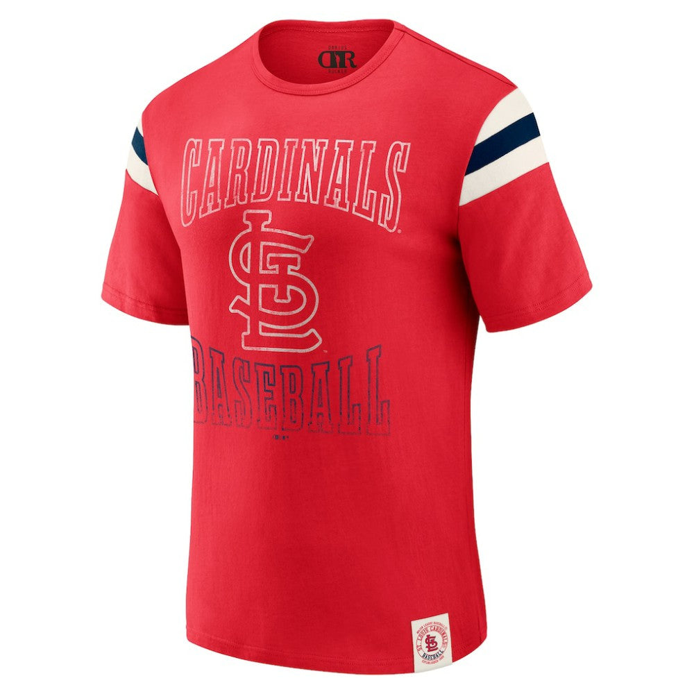 St. Louis Cardinals Darius Rucker Collection Distressed Sleeve Stripe T-Shirt Red