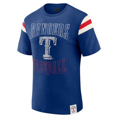 Texas Rangers Darius Rucker Collection Distressed Sleeve Stripe T-Shirt Royal