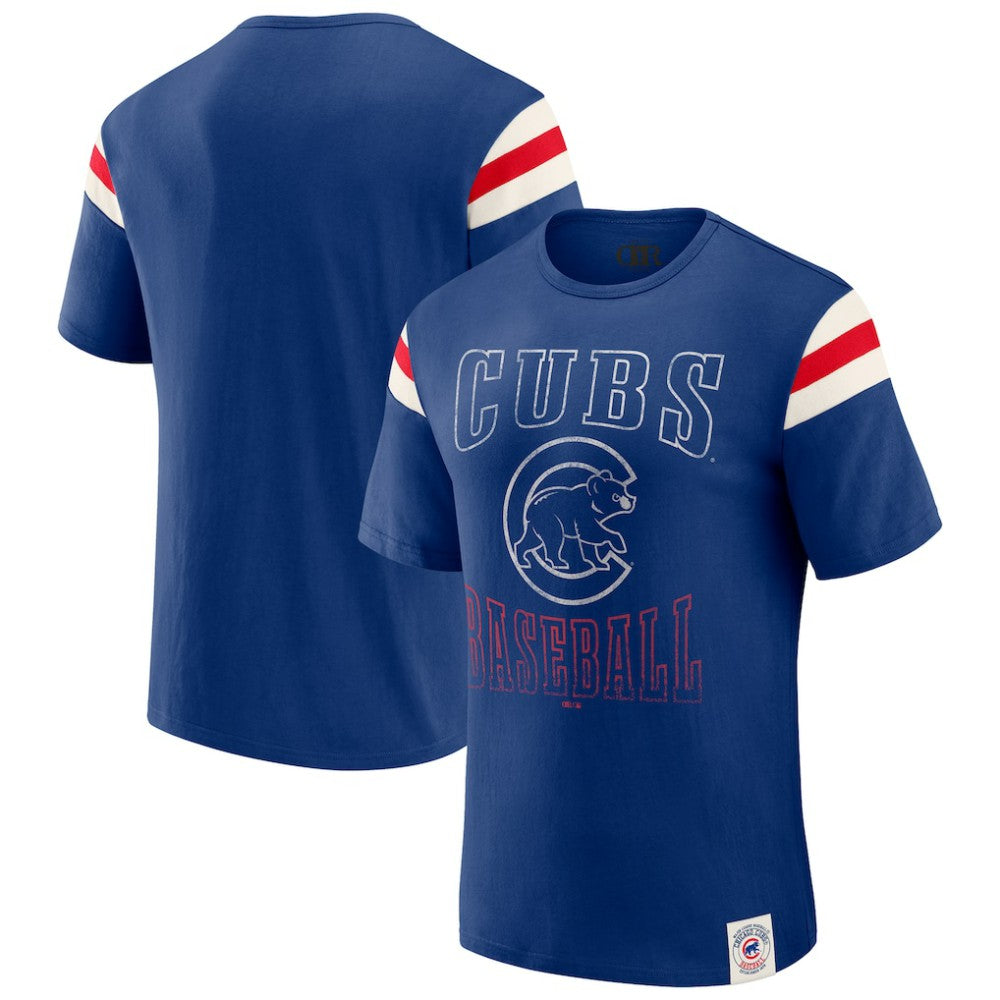 Chicago Cubs Darius Rucker Collection Distressed Sleeve Stripe T-Shirt Royal