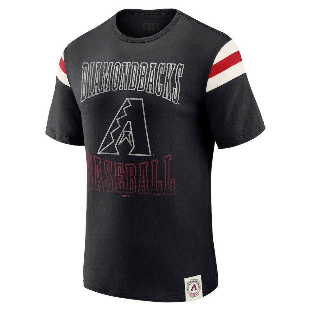 Arizona Diamondbacks Darius Rucker Collection Distressed Sleeve Stripe T-Shirt Black
