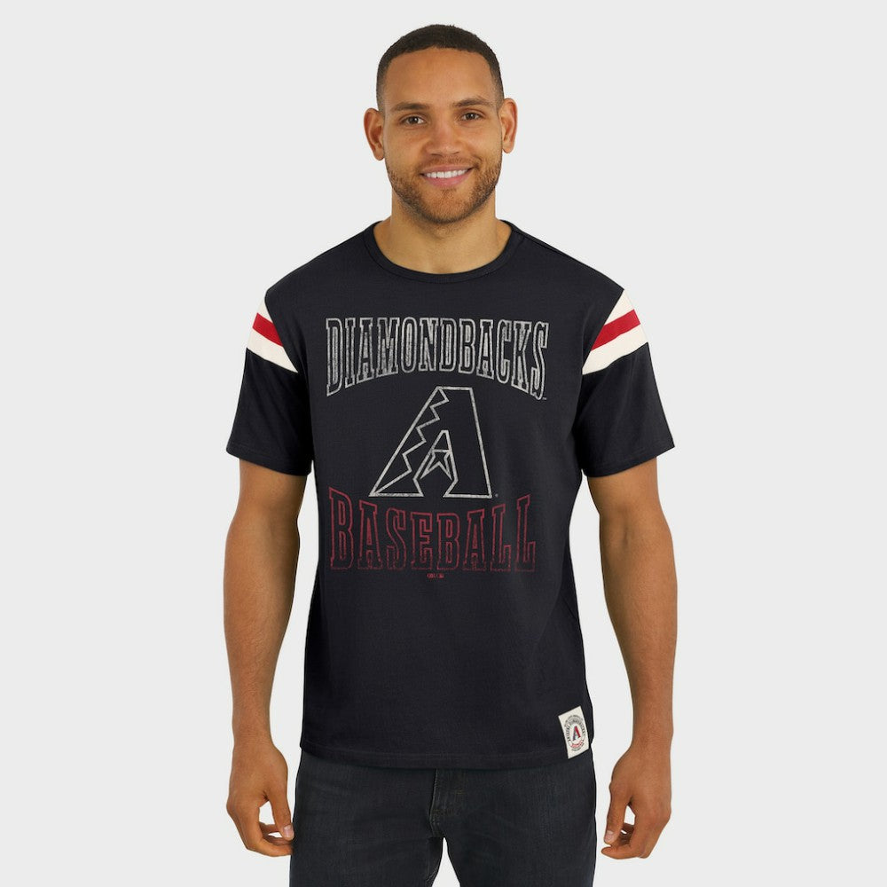Arizona Diamondbacks Darius Rucker Collection Distressed Sleeve Stripe T-Shirt Black
