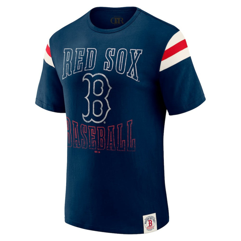 Boston Red Sox Darius Rucker Collection Distressed Sleeve Stripe T-Shirt Navy