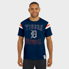 Detroit Tigers Darius Rucker Collection Distressed Sleeve Stripe T-Shirt Navy
