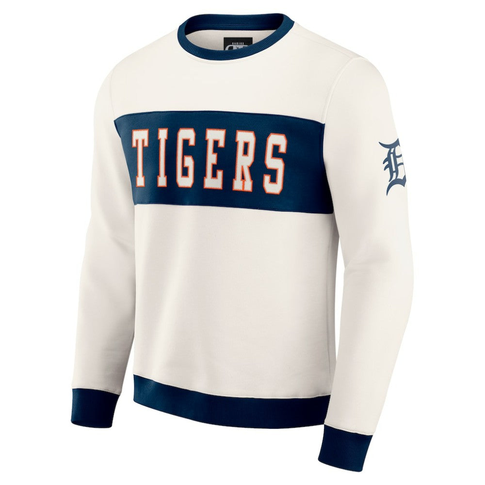 Detroit Tigers Darius Rucker Collection Colorblock Crewneck Sweatshirt Cream