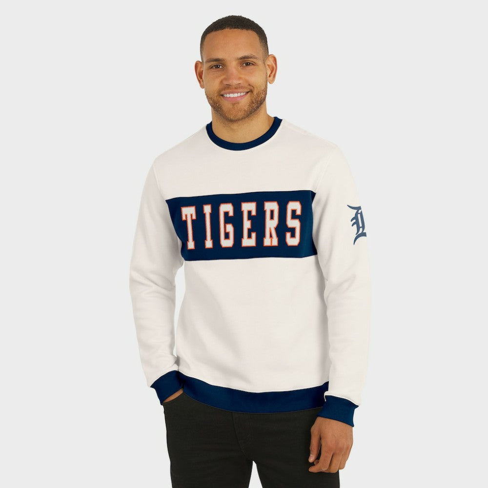Detroit Tigers Darius Rucker Collection Colorblock Crewneck Sweatshirt Cream