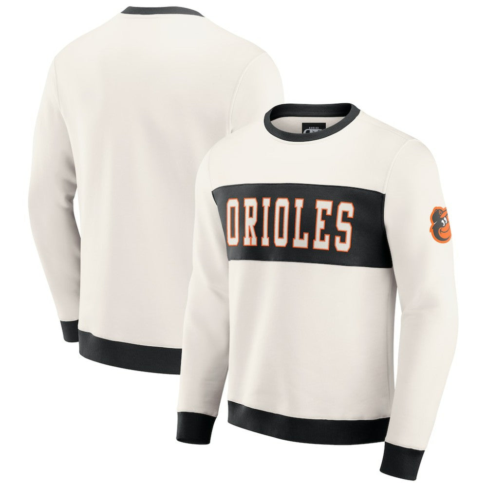 Baltimore Orioles Darius Rucker Collection Colorblock Crewneck Sweatshirt Cream