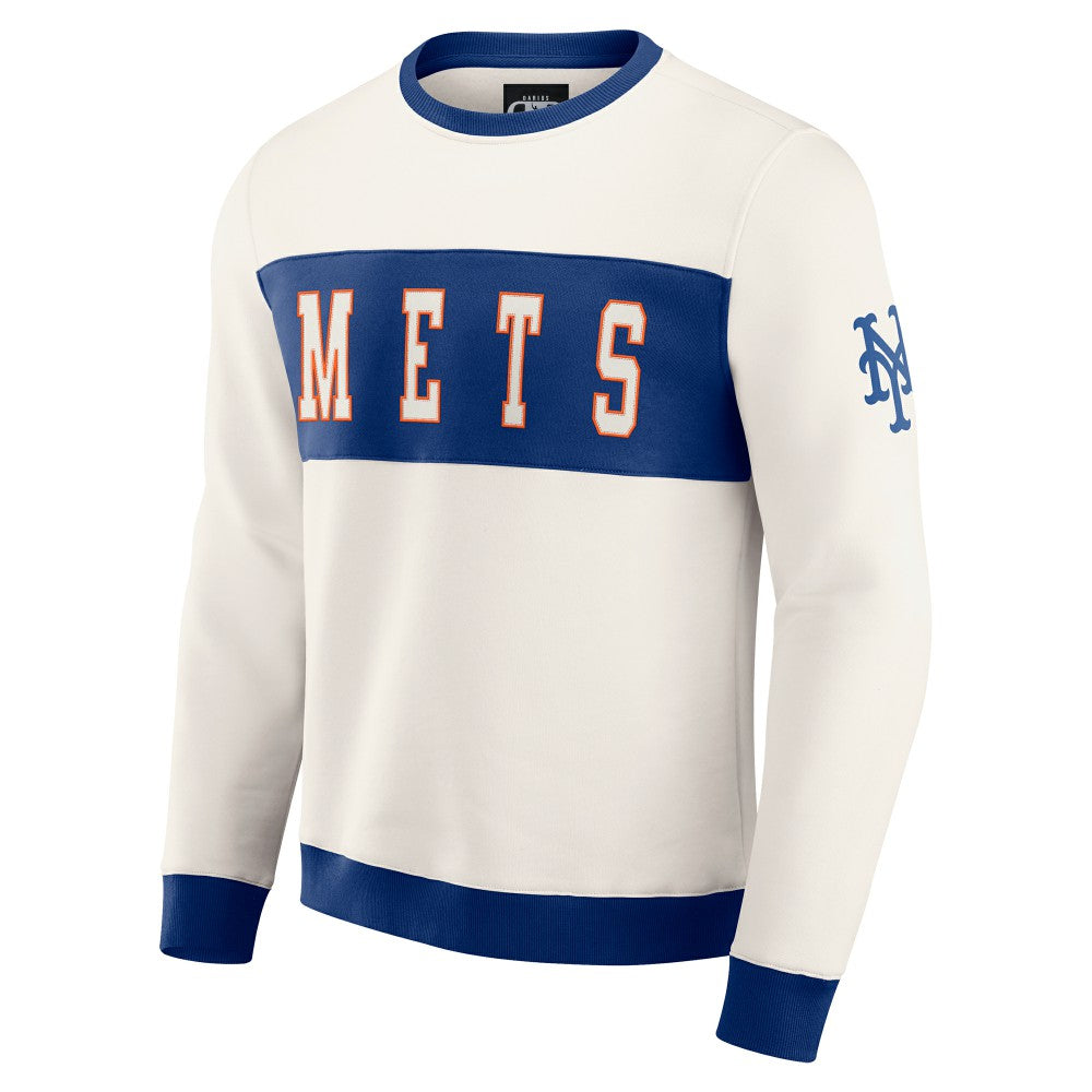 New York Mets Darius Rucker Collection Colorblock Crewneck Sweatshirt Cream