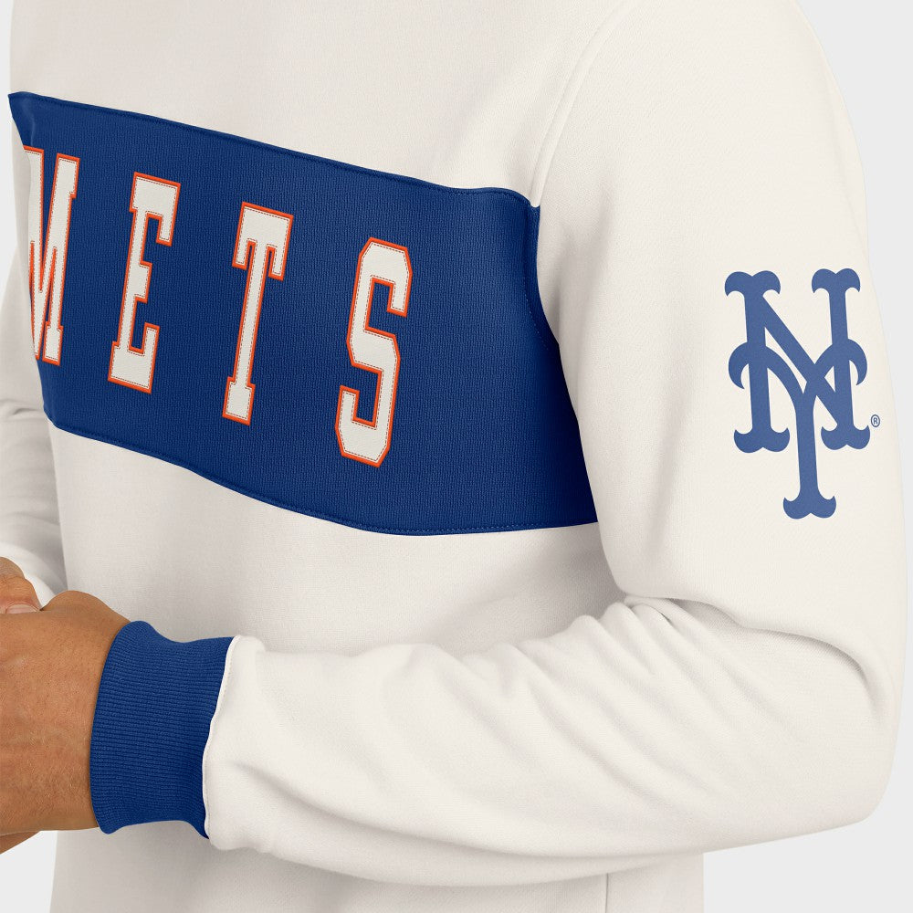 New York Mets Darius Rucker Collection Colorblock Crewneck Sweatshirt Cream