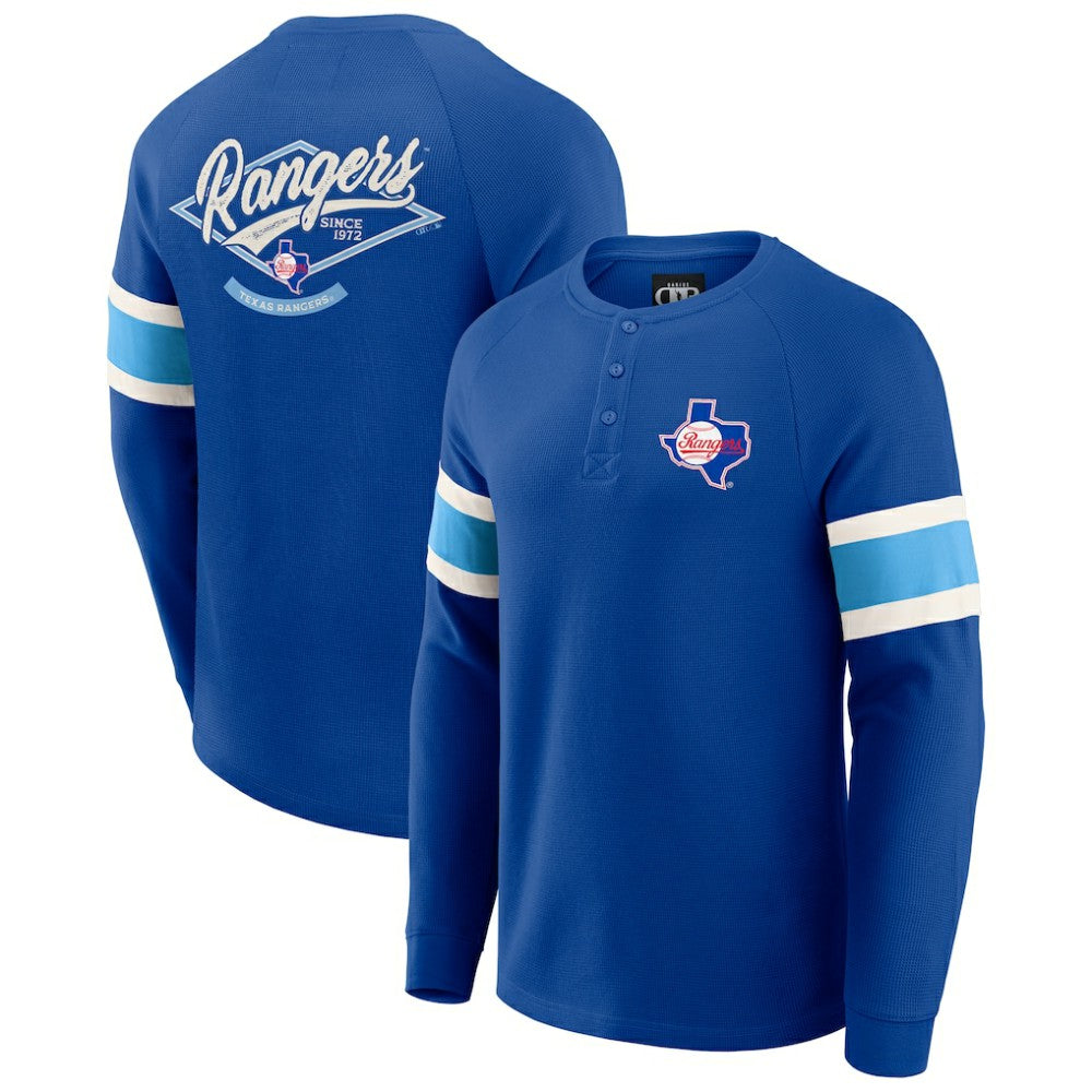 Texas Rangers Darius Rucker Collection Waffle-Knit Raglan Long Sleeve Henley T-Shirt Royal