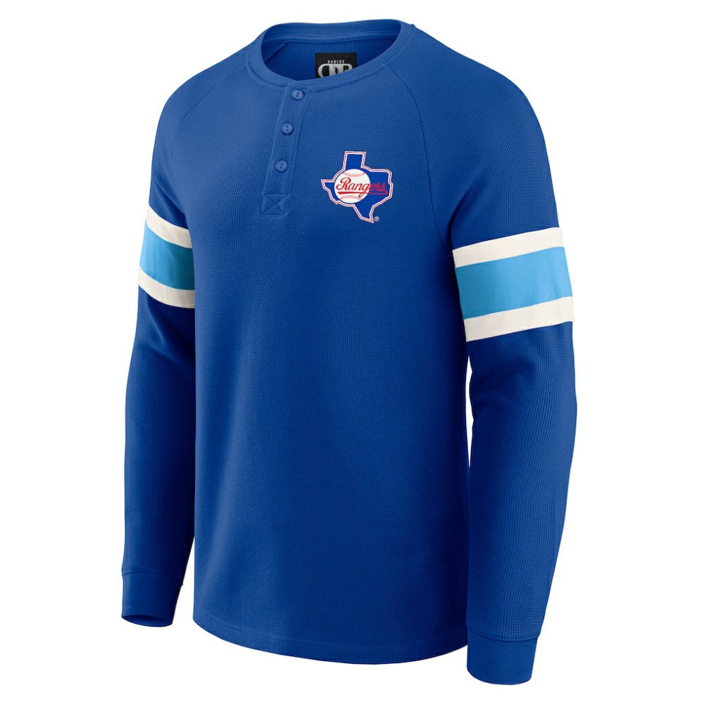 Texas Rangers Darius Rucker Collection Waffle-Knit Raglan Long Sleeve Henley T-Shirt Royal