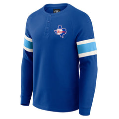 Texas Rangers Darius Rucker Collection Waffle-Knit Raglan Long Sleeve Henley T-Shirt Royal