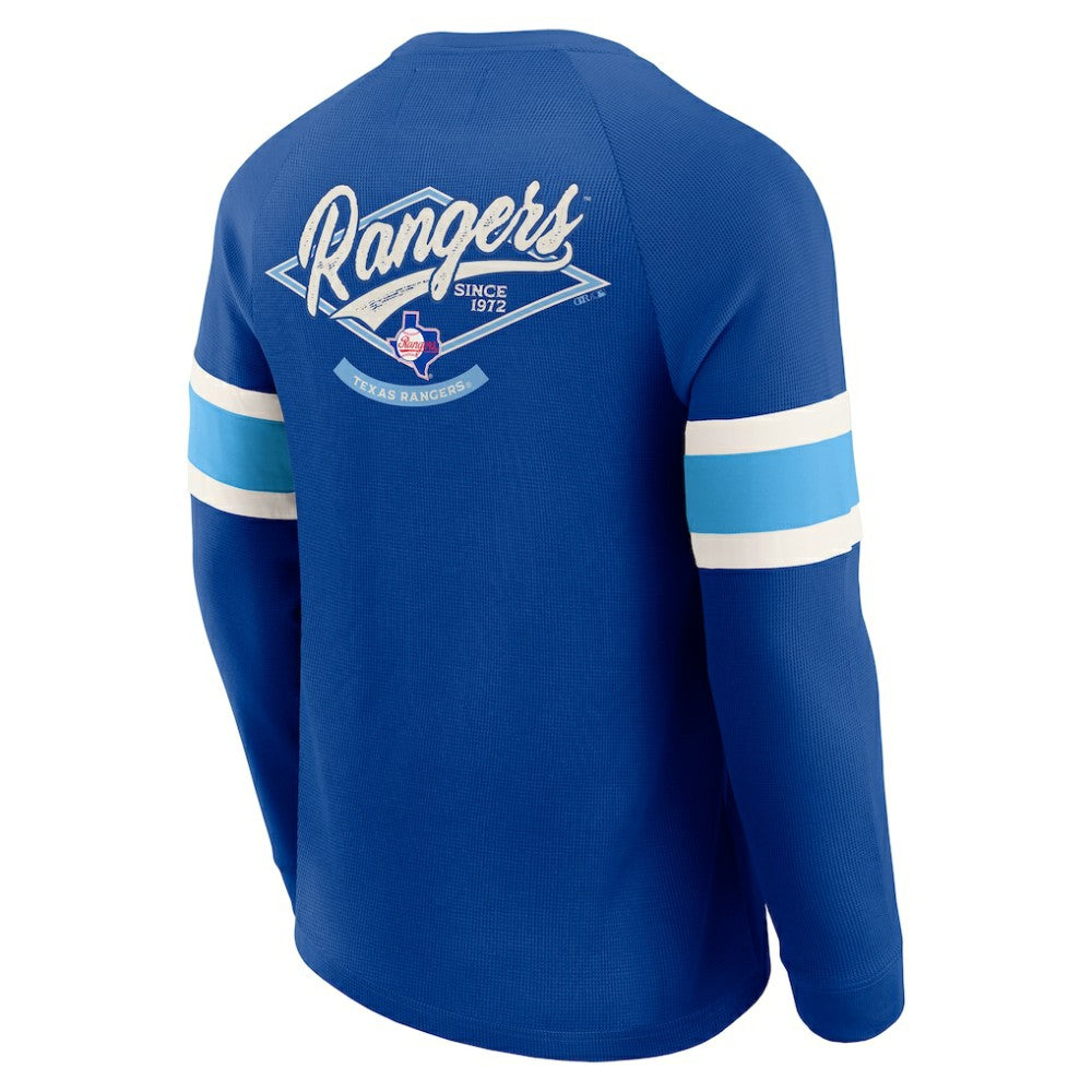 Texas Rangers Darius Rucker Collection Waffle-Knit Raglan Long Sleeve Henley T-Shirt Royal