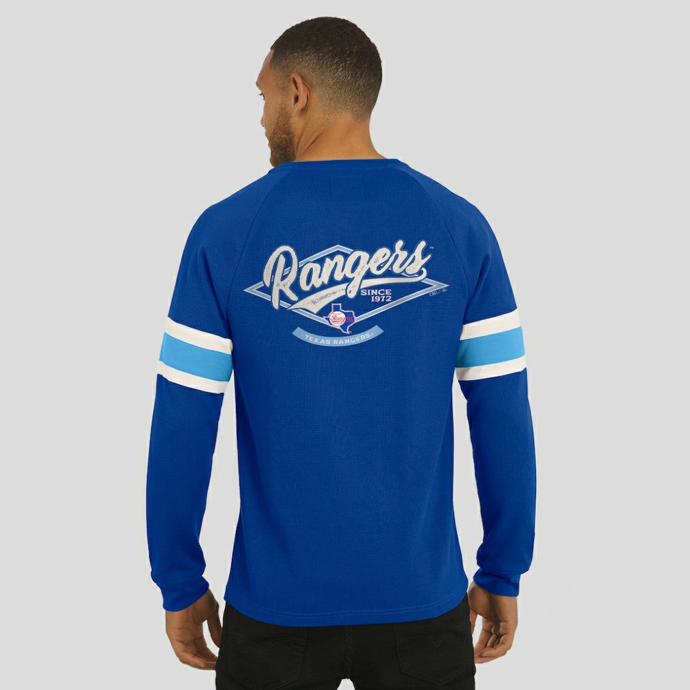 Texas Rangers Darius Rucker Collection Waffle-Knit Raglan Long Sleeve Henley T-Shirt Royal
