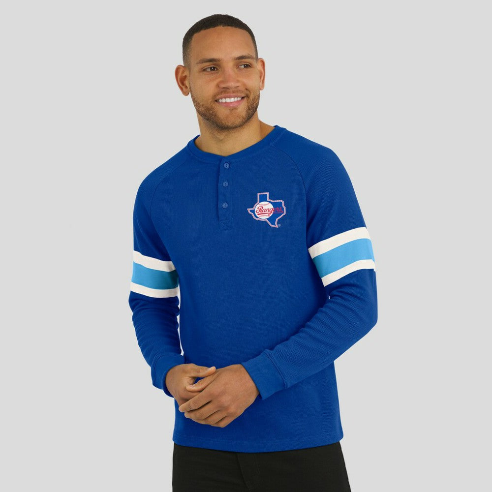 Texas Rangers Darius Rucker Collection Waffle-Knit Raglan Long Sleeve Henley T-Shirt Royal