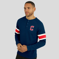 Cleveland Guardians Darius Rucker Collection Waffle-Knit Raglan Long Sleeve Henley T-Shirt Navy