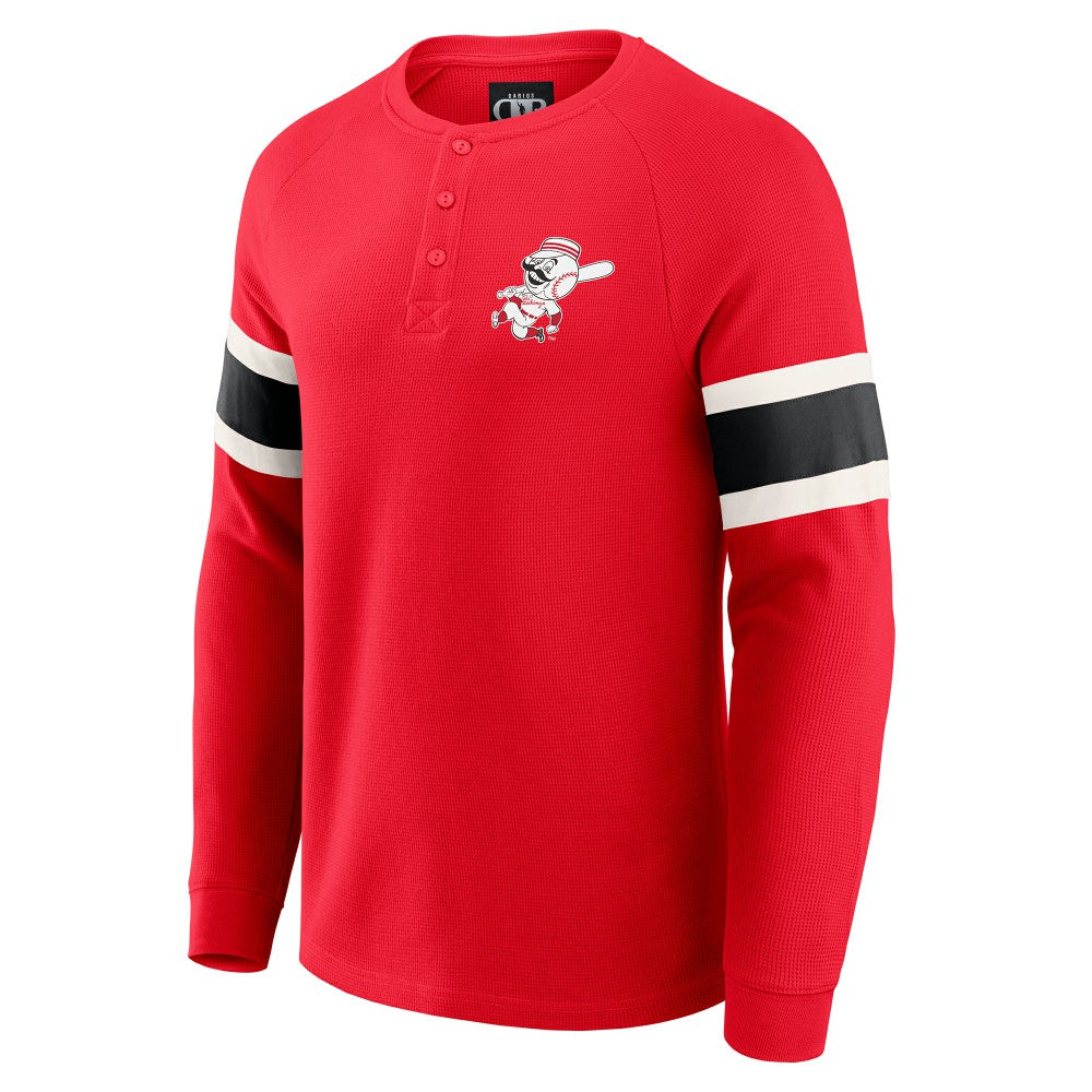 Cincinnati Reds Darius Rucker Collection Waffle-Knit Raglan Long Sleeve Henley T-Shirt Red