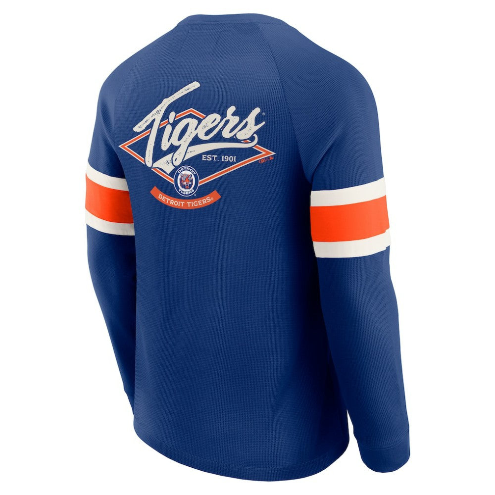 Detroit Tigers Darius Rucker Collection Waffle-Knit Raglan Long Sleeve Henley T-Shirt Blue