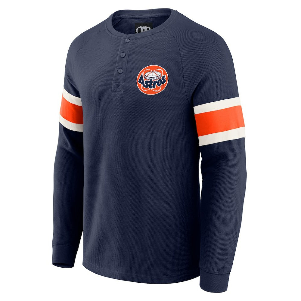 Houston Astros Darius Rucker Collection Waffle-Knit Raglan Long Sleeve Henley T-Shirt Navy