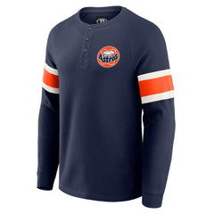 Houston Astros Darius Rucker Collection Waffle-Knit Raglan Long Sleeve Henley T-Shirt Navy