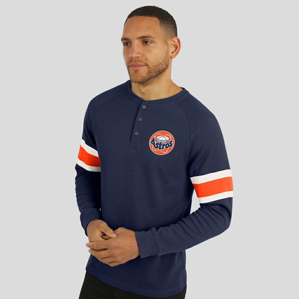 Houston Astros Darius Rucker Collection Waffle-Knit Raglan Long Sleeve Henley T-Shirt Navy