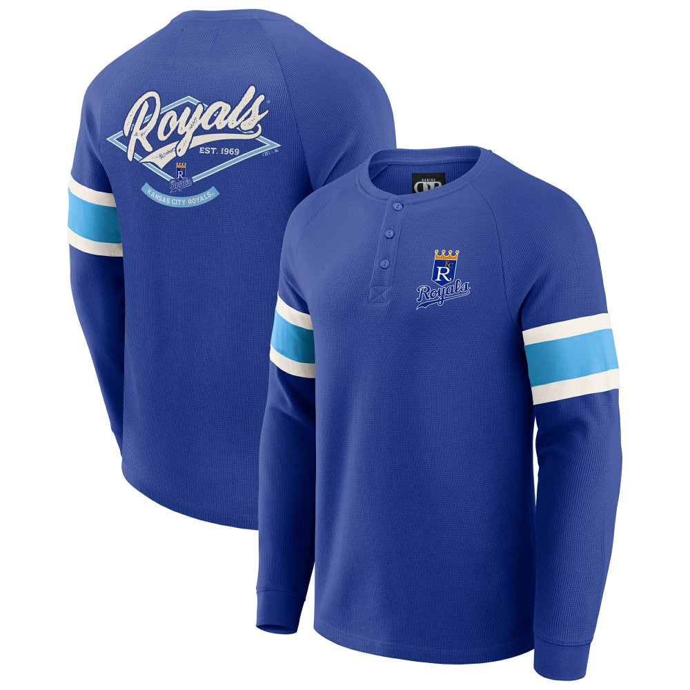 Kansas City Royals Darius Rucker Collection Waffle-Knit Raglan Long Sleeve Henley T-Shirt Royal