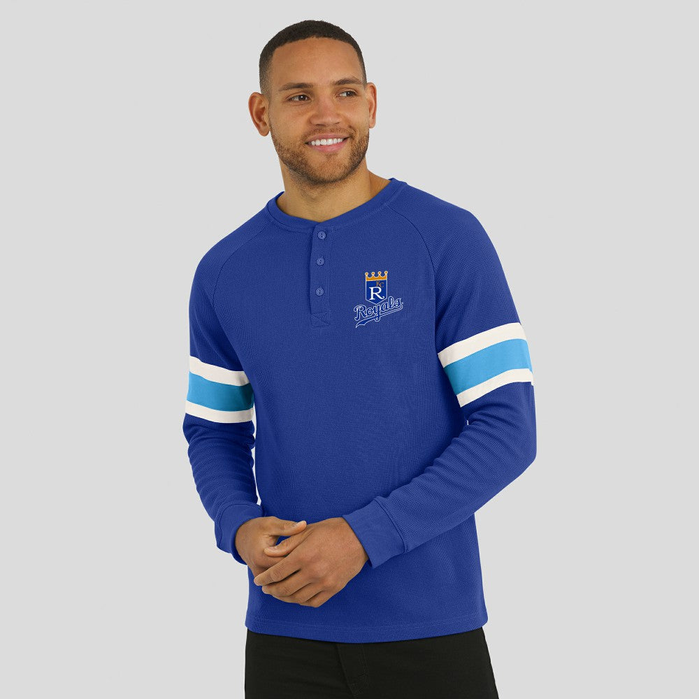 Kansas City Royals Darius Rucker Collection Waffle-Knit Raglan Long Sleeve Henley T-Shirt Royal