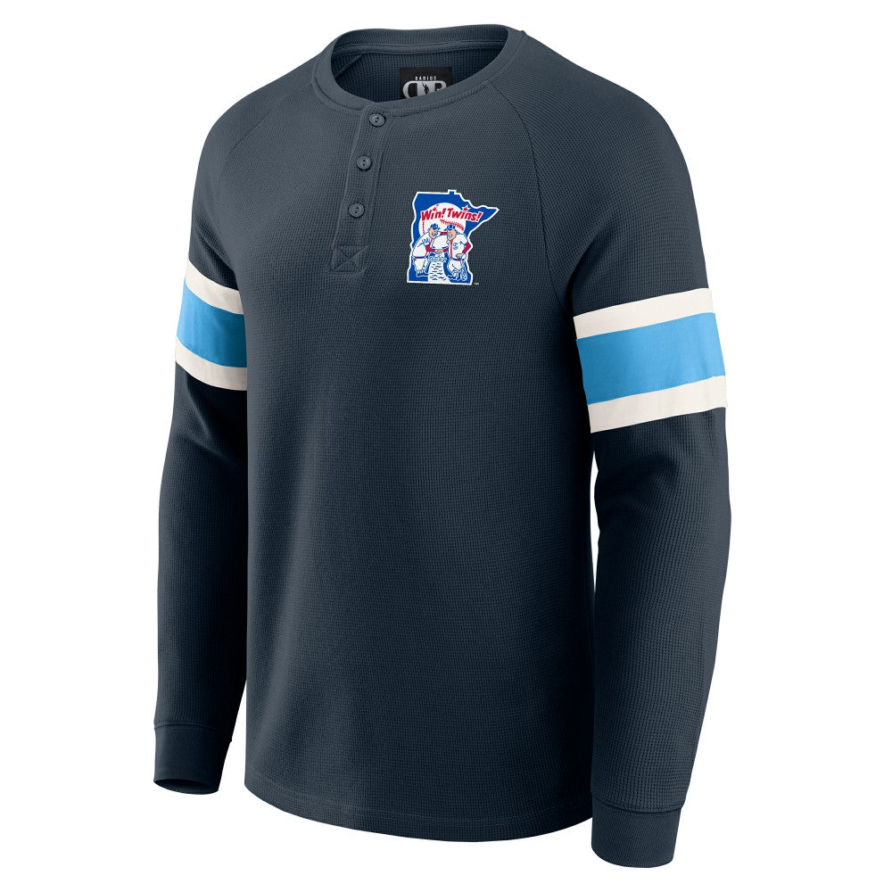 Minnesota Twins Darius Rucker Collection Waffle-Knit Raglan Long Sleeve Henley T-Shirt Navy