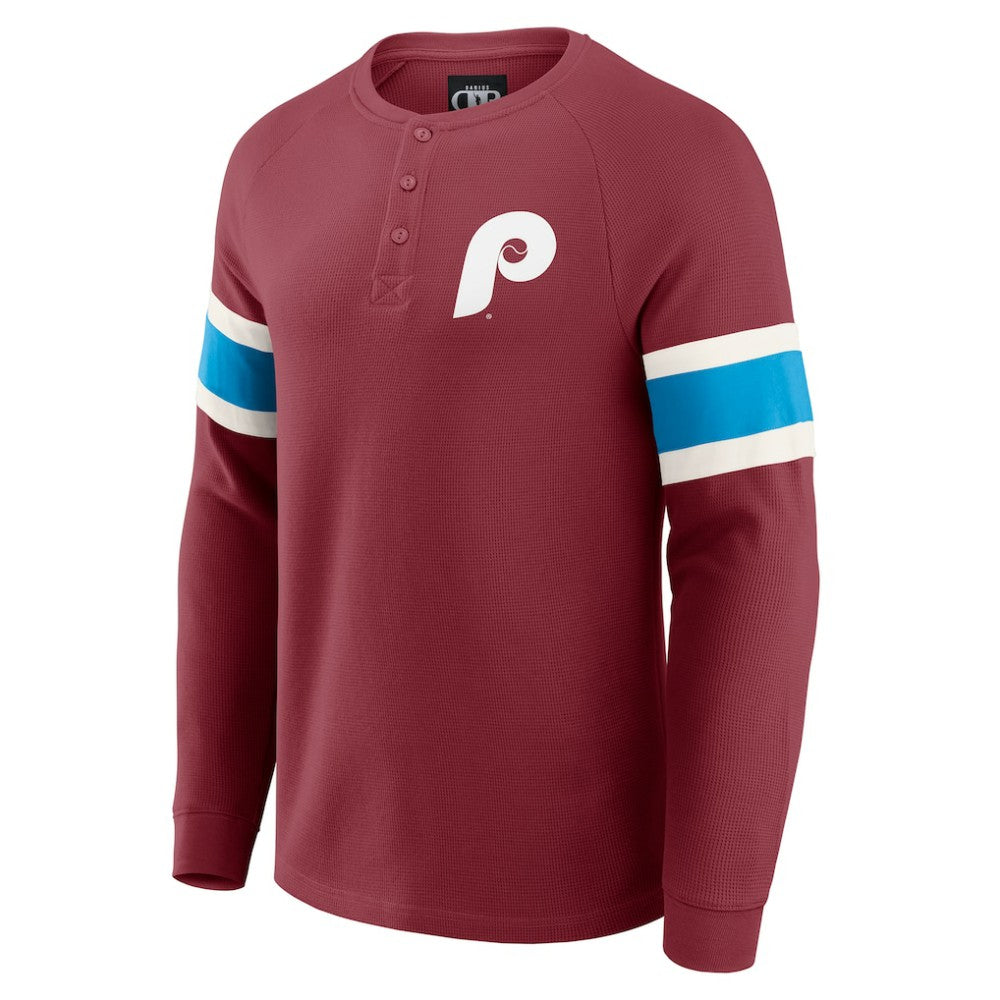 Philadelphia Phillies Darius Rucker Collection Waffle-Knit Raglan Long Sleeve Henley T-Shirt Burgundy