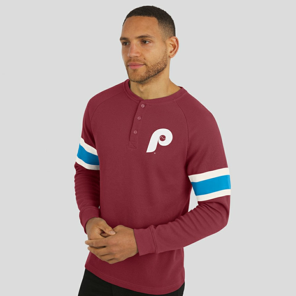 Philadelphia Phillies Darius Rucker Collection Waffle-Knit Raglan Long Sleeve Henley T-Shirt Burgundy