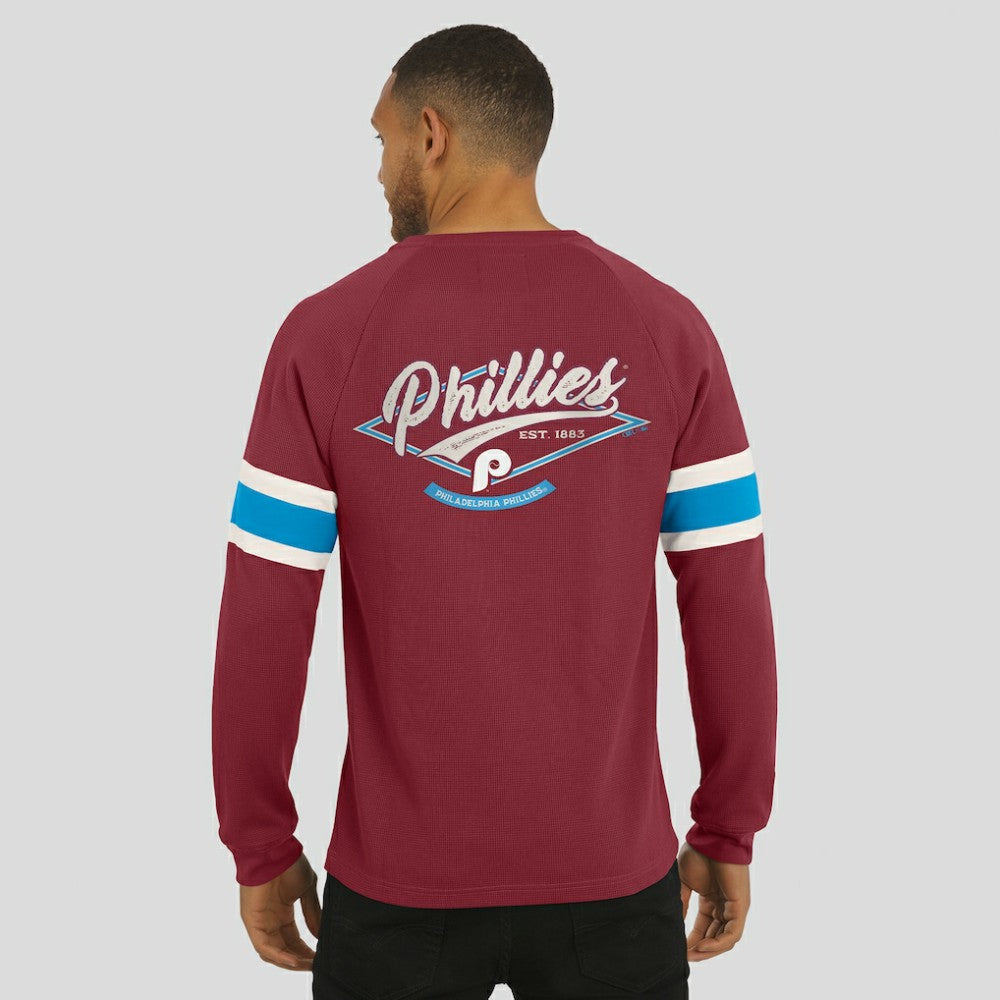 Philadelphia Phillies Darius Rucker Collection Waffle-Knit Raglan Long Sleeve Henley T-Shirt Burgundy