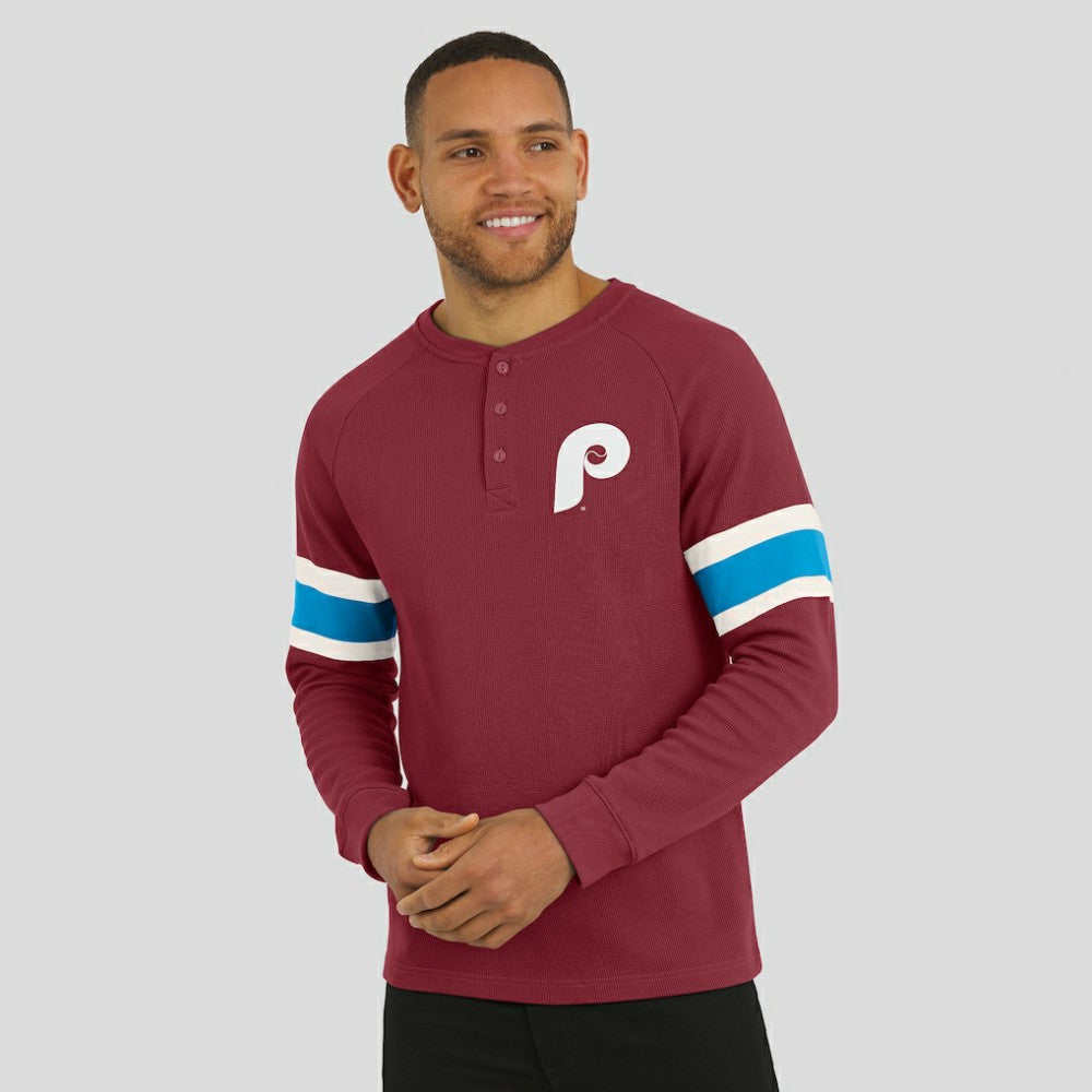 Philadelphia Phillies Darius Rucker Collection Waffle-Knit Raglan Long Sleeve Henley T-Shirt Burgundy