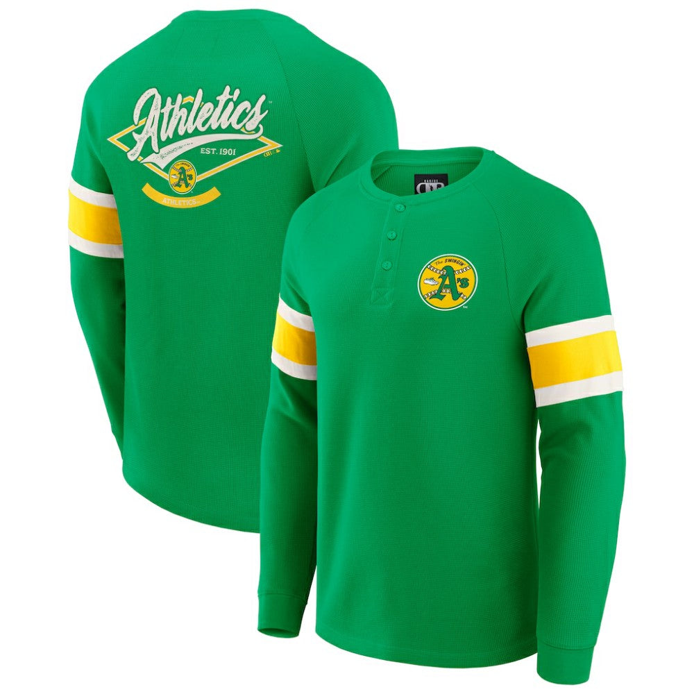Athletics Darius Rucker Collection Waffle-Knit Raglan Long Sleeve Henley T-Shirt Green