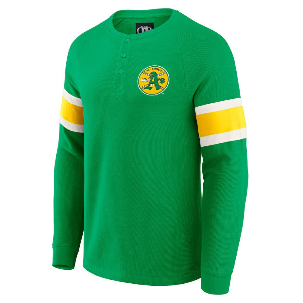 Athletics Darius Rucker Collection Waffle-Knit Raglan Long Sleeve Henley T-Shirt Green