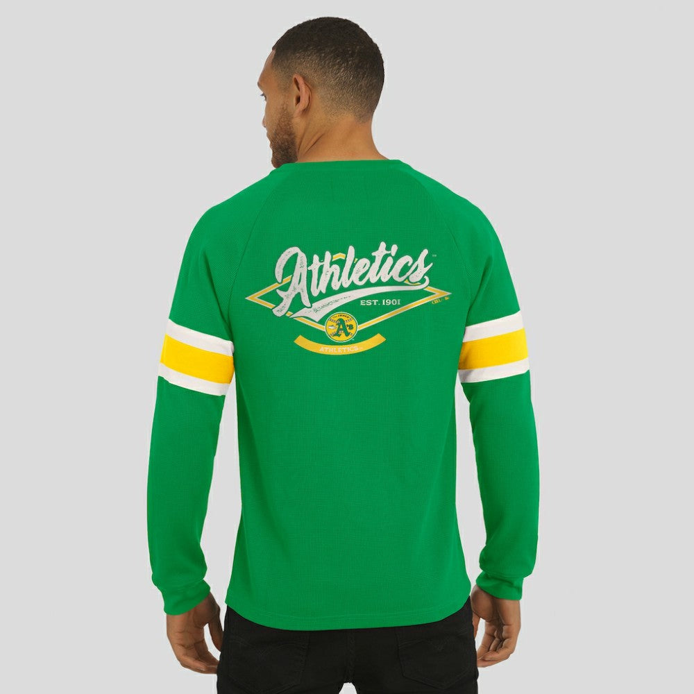Athletics Darius Rucker Collection Waffle-Knit Raglan Long Sleeve Henley T-Shirt Green