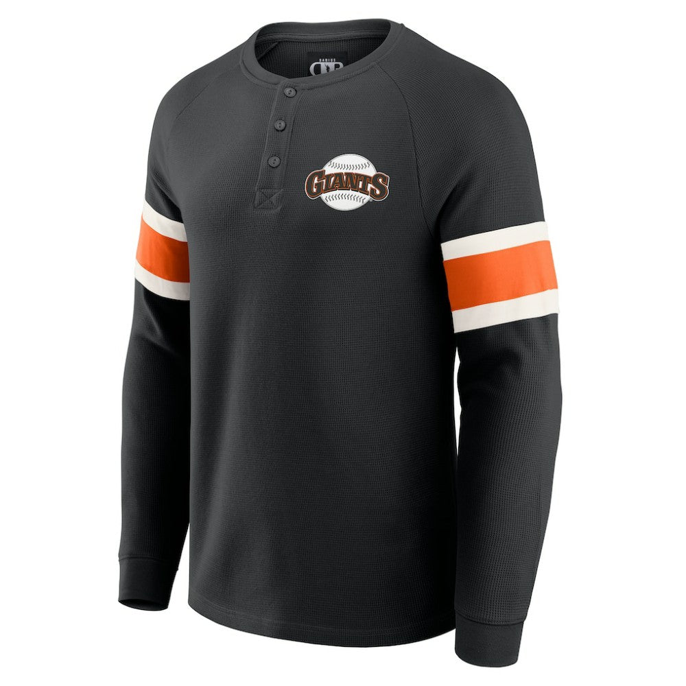 San Francisco Giants Darius Rucker Collection Waffle-Knit Raglan Long Sleeve Henley T-Shirt Black