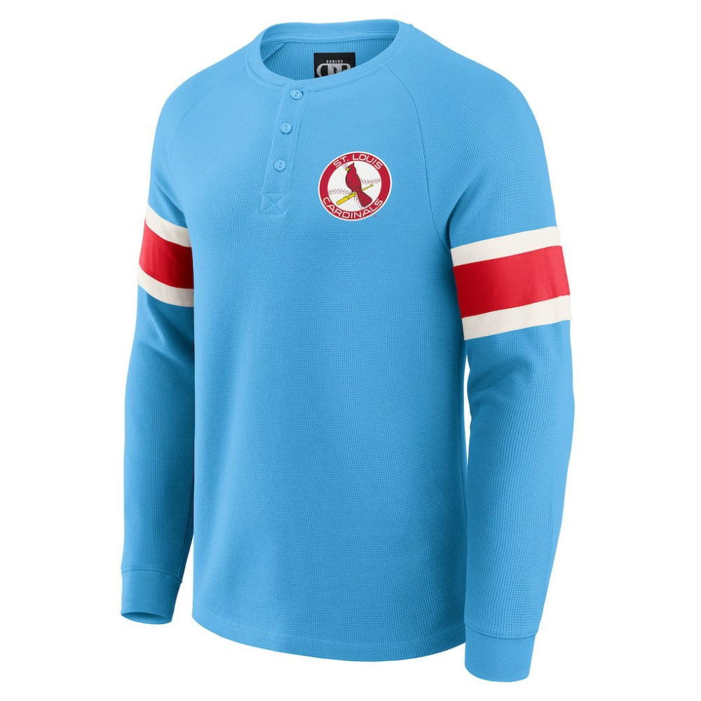 St. Louis Cardinals Darius Rucker Collection Waffle-Knit Raglan Long Sleeve Henley T-Shirt Light Blue