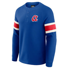 Atlanta Braves Darius Rucker Collection Waffle-Knit Raglan Long Sleeve Henley T-Shirt Royal