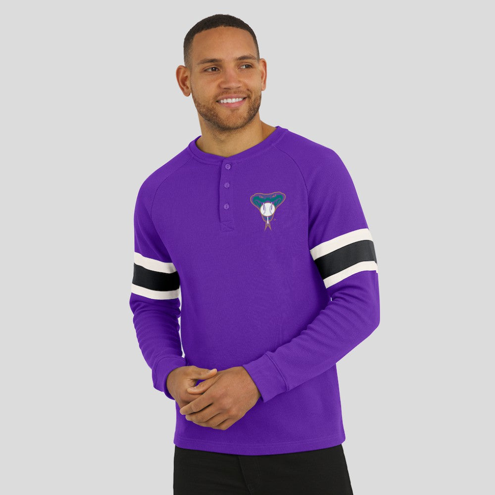 Arizona Diamondbacks Darius Rucker Collection Waffle-Knit Raglan Long Sleeve Henley T-Shirt Purple