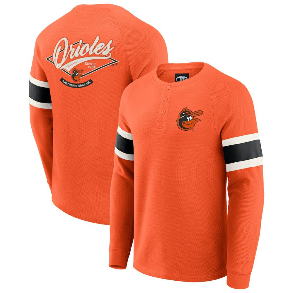 Baltimore Orioles Darius Rucker Collection Waffle-Knit Raglan Long Sleeve Henley T-Shirt Orange
