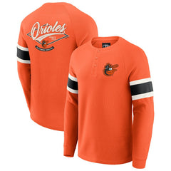 Baltimore Orioles Darius Rucker Collection Waffle-Knit Raglan Long Sleeve Henley T-Shirt Orange