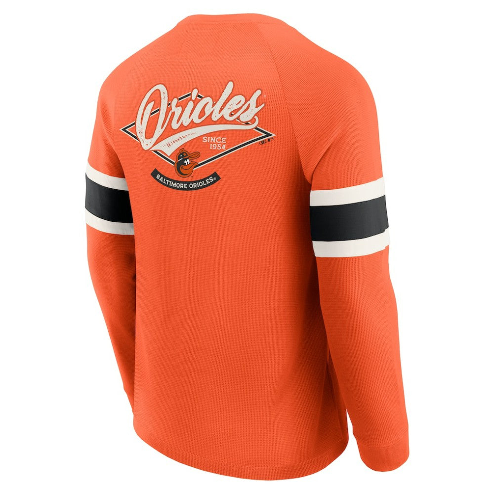 Baltimore Orioles Darius Rucker Collection Waffle-Knit Raglan Long Sleeve Henley T-Shirt Orange