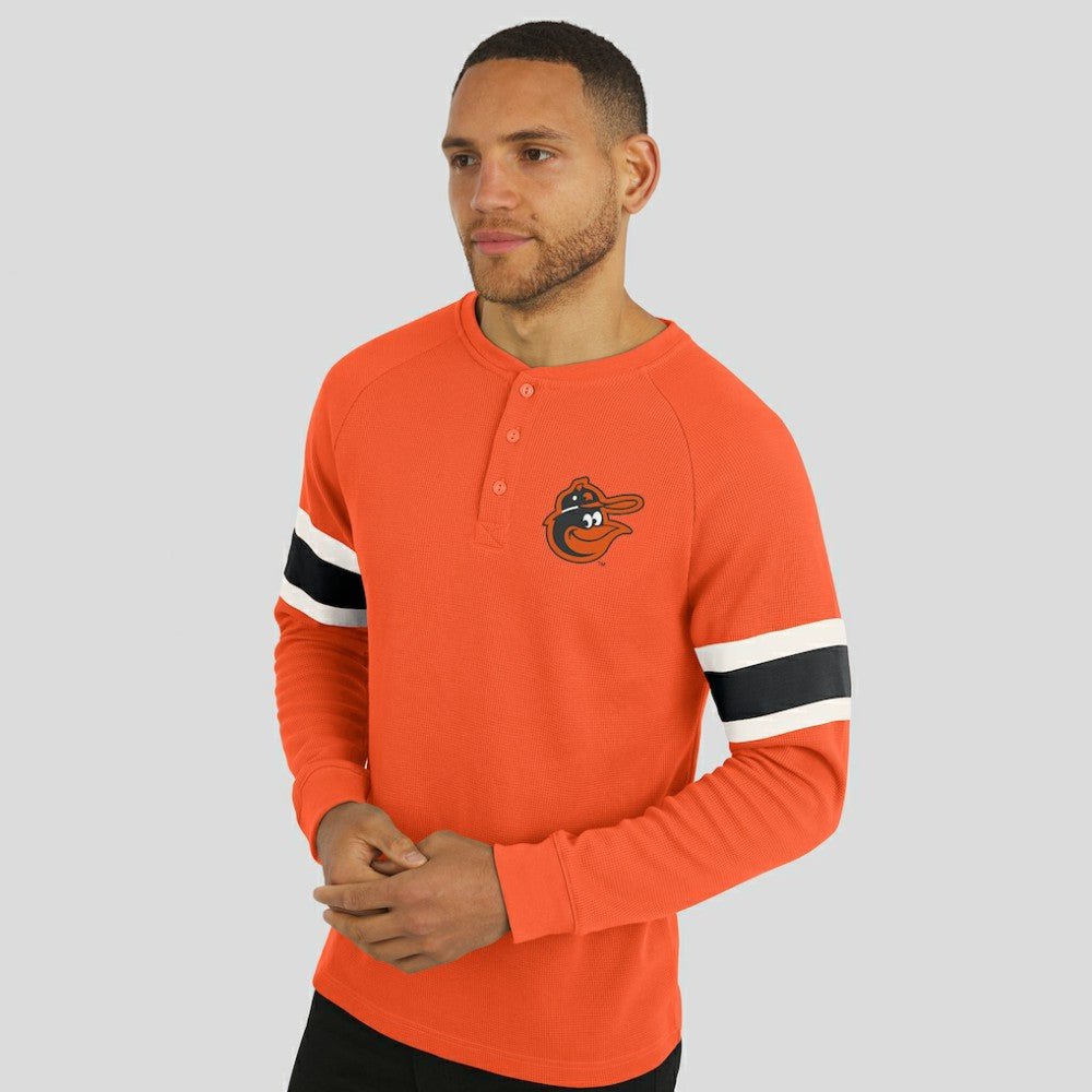 Baltimore Orioles Darius Rucker Collection Waffle-Knit Raglan Long Sleeve Henley T-Shirt Orange