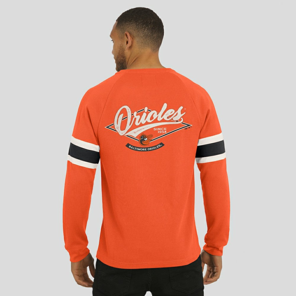 Baltimore Orioles Darius Rucker Collection Waffle-Knit Raglan Long Sleeve Henley T-Shirt Orange