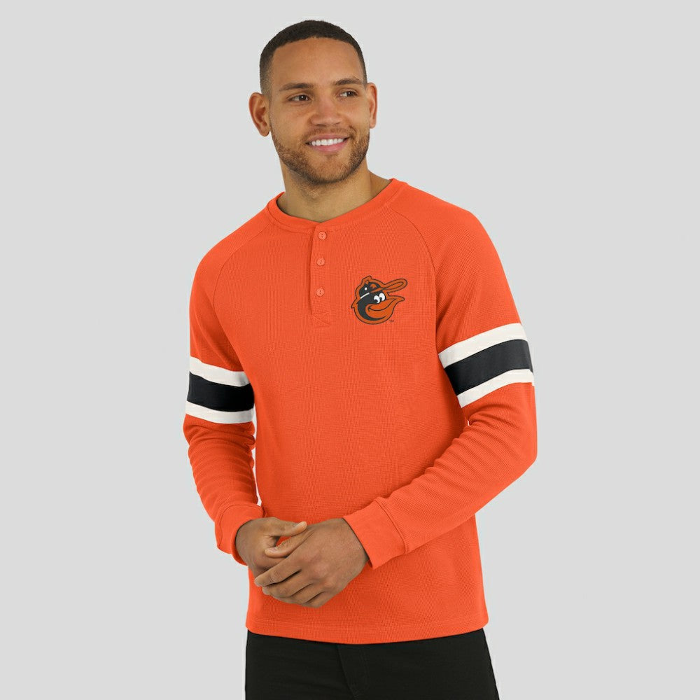 Baltimore Orioles Darius Rucker Collection Waffle-Knit Raglan Long Sleeve Henley T-Shirt Orange